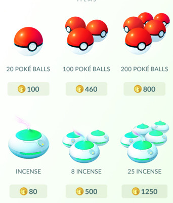 So if 100 Poke Balls cost 460 coins, and 550 coins cost $4.99, then...
