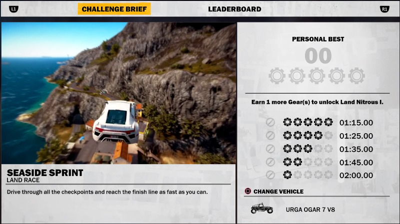 The gear challenge system in Just Cause 3.